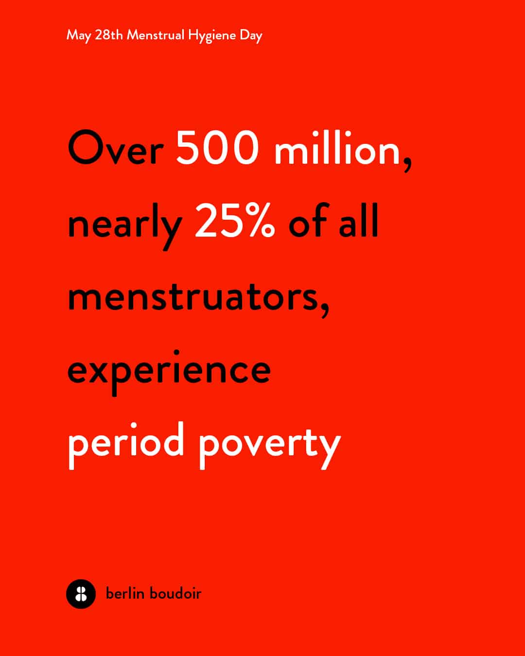 Over 500 million, nearly 25% of all menstruators, experience period poverty